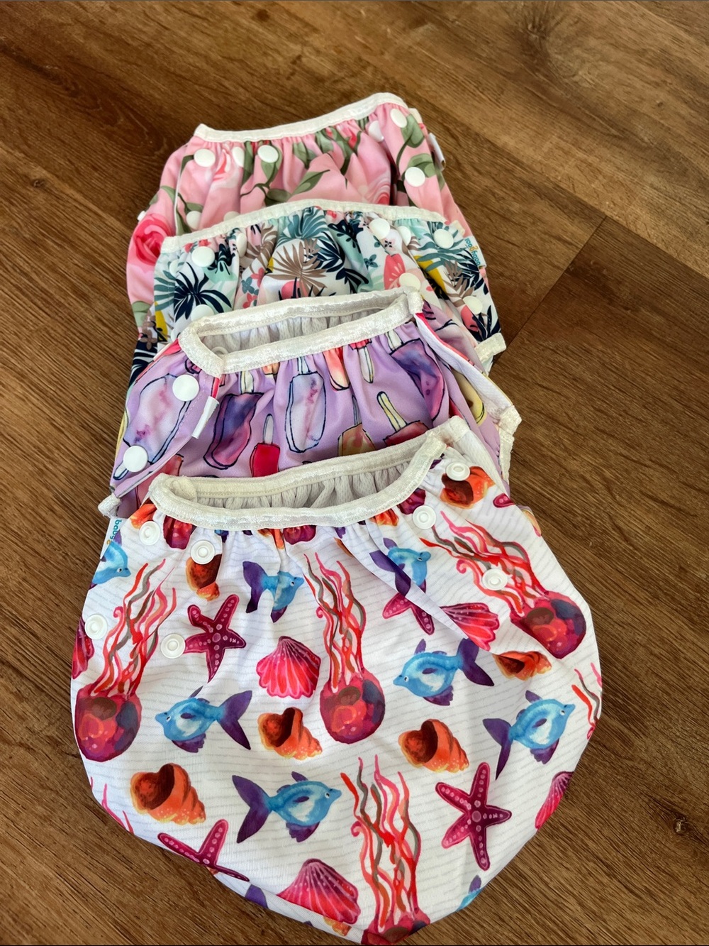Bundle : 4 Kids Reusable Swim Diaper Cover - Pink & Multicolor Sea Life Pack